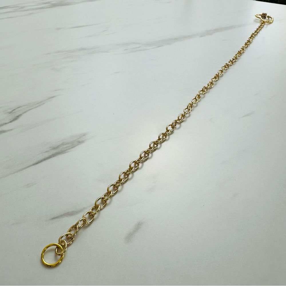 Handmade Gold-Tone Chain Choker with Pavé Heart Carabiner Clasp - Picture 7 of 13